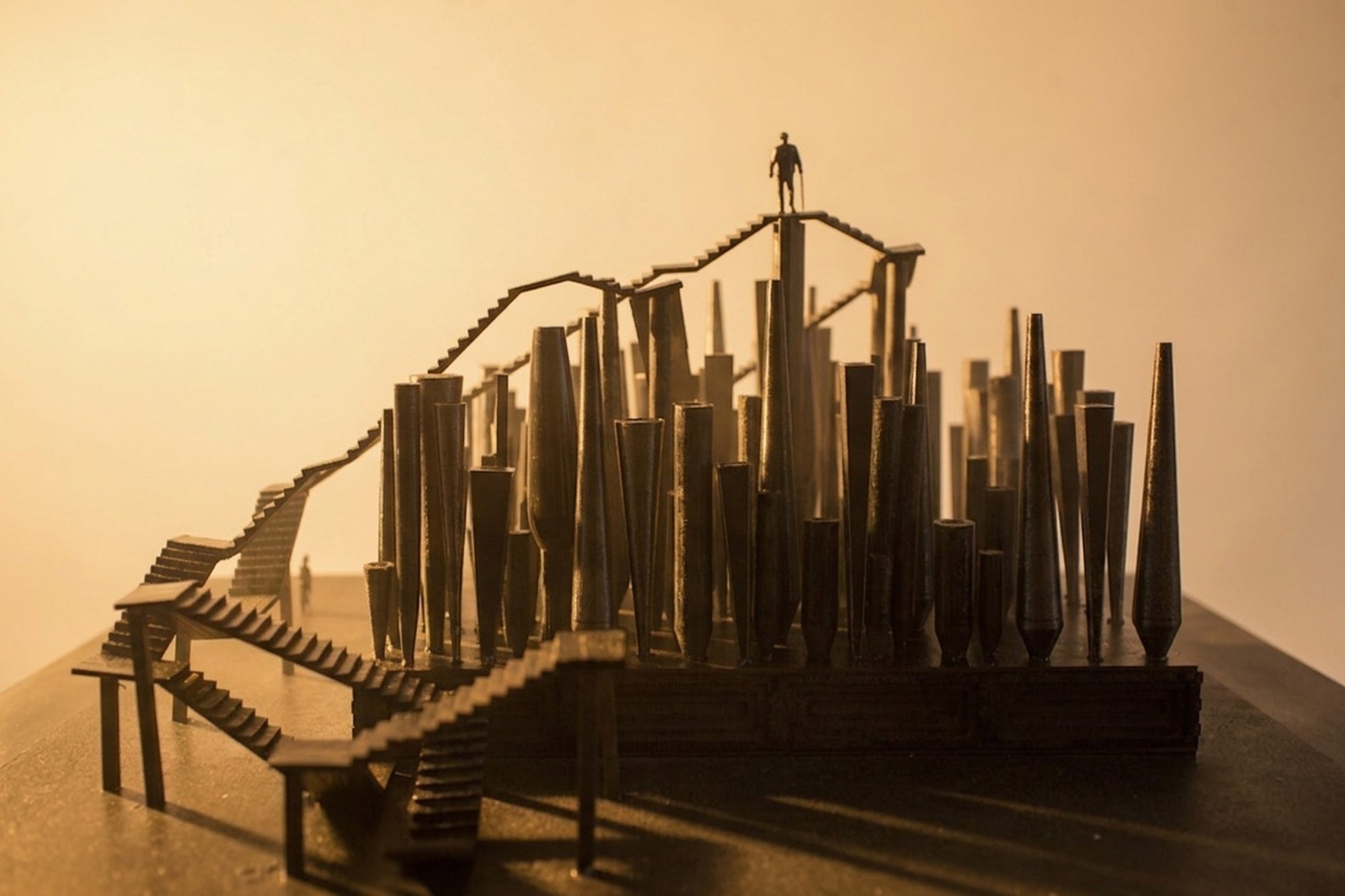 Scale model: the Hello stage of pipes and staircases