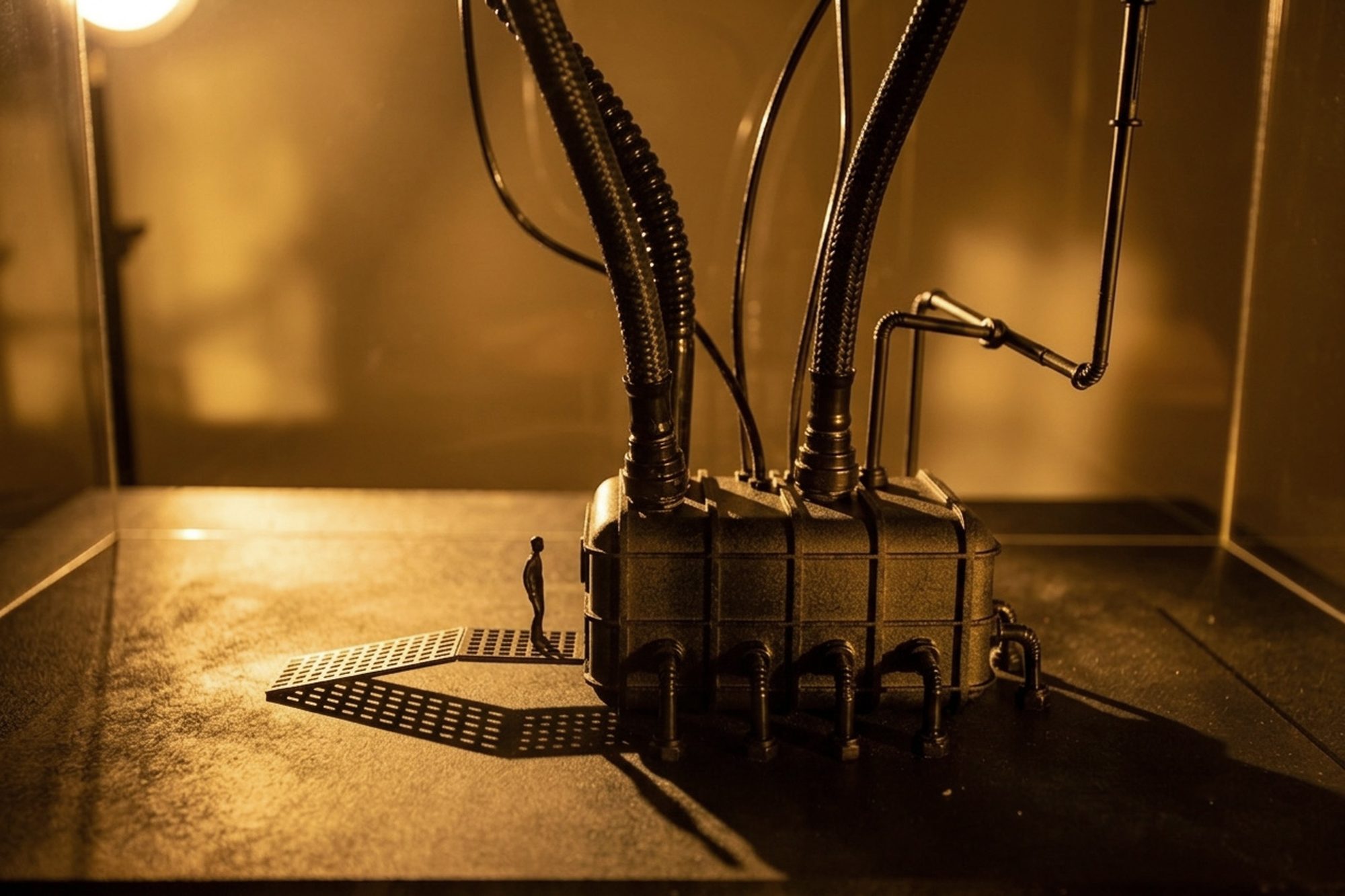 Scale model: the Waiting chamber, a vessel threaded with tubes